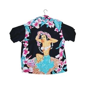 TRUE VINTAGE Hawaiian Shirt ALOHA GARMENT Sexy Hula Girl Rayon Mens Size XXL USA